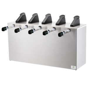 Server Server Express Dispenser Five 6 Quart Capacity 17.5"H x 27.19"W x 13.31"D Silver Stainless Steel With Quintuple Pumps