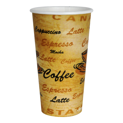 20 oz Coffee Hot Drinks Paper Cups, Elegant Cafe Print Design, Fully Recyclable (500 cups)