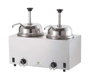 Server Products Stainless Steel Twin Warmer Fudge Server With Pumps Individual Adjustable Thermostats