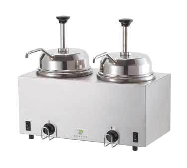 Server Products Stainless Steel Twin Warmer Fudge Server With Pumps Individual Adjustable Thermostats