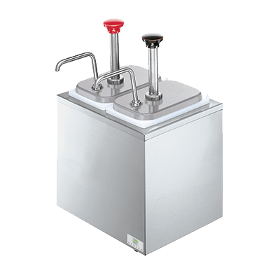 Server Products, Topping Dispenser, SR-2 Non-Insulated Rail Combo, 3.5 Qt. Capacity, Stainless Steel Rail, (2) Stainless Steel Pumps