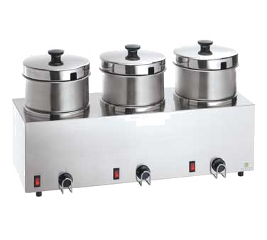 Server Products, Food Pan Warmer, Triple Food Server, Base Only, Stainless Steel Warmer/Cooker Accepts (3) 4 Qt Insets