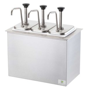 Server Drop-In Cold Station Jars & Pumps 6.44"H x 15.5"W x 12"D Silver Stainless Steel Plastic Jars With Insulated Base