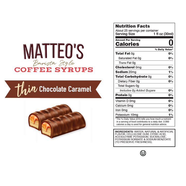 Nutrition facts of Sugar Free Coffee Syrup, Chocolate Caramel