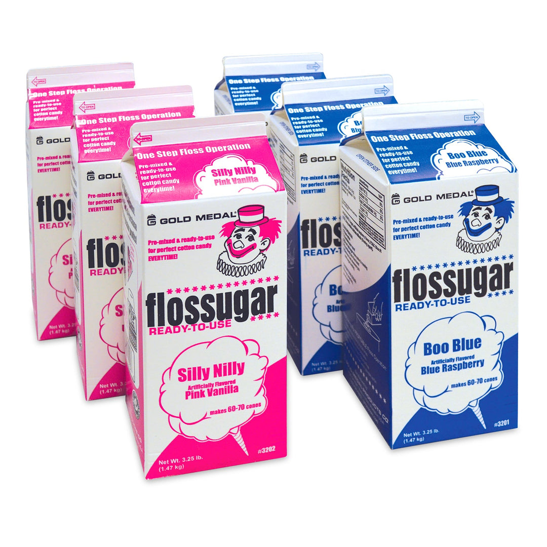 Wholesale Boo Blue/Silly Nilly Cotton Candy Flossugar Combo Pack  | Cotton Candy Supplies Canada | 6 x 3.25lbs per case