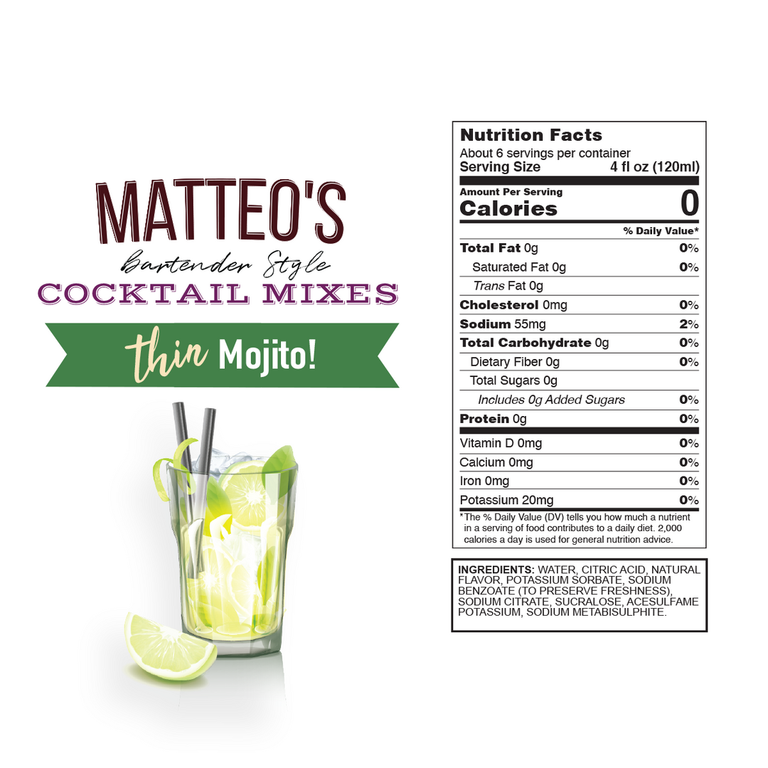 Nutrition facts of Sugar Free Cocktail Mixes - Mojito