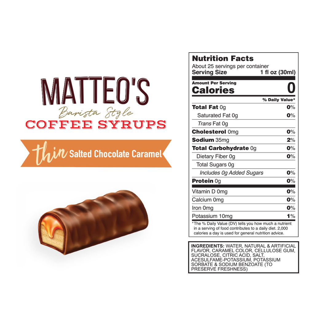 Nutrition facts of Sugar Free Coffee Syrup, Salted Chocolate Caramel