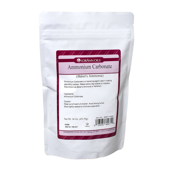 Baker's Ammonia (Ammonium Carbonate) - Specialty Ingredients - 16 oz. Bag