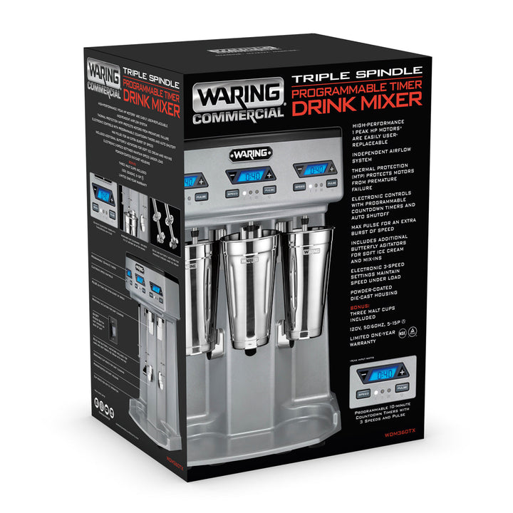 WDM360TX Mélangeur de boissons robuste à triple broche avec minuterie et fonctionnement mains libres par Waring Commercial