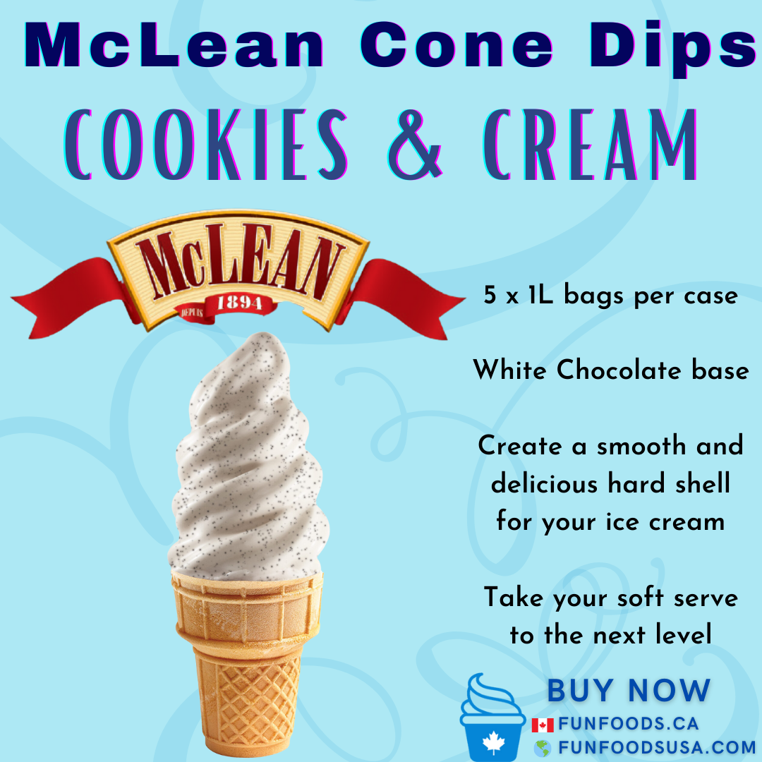 Cookies and Cream (Oreo Style) Cone Dip Coating (Case = 5 x 1L Bags)  by McLean Canada