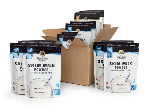 Skim Milk Powder 12 bags x 500g - Made in Canada - Bulk - Wholesaler