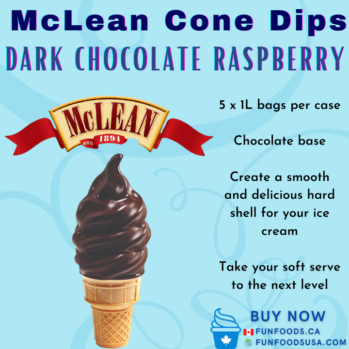 Chocolat noir Framboise Cone Dip Coating (Caisse = 5 sacs de 1L) par McLean Canada