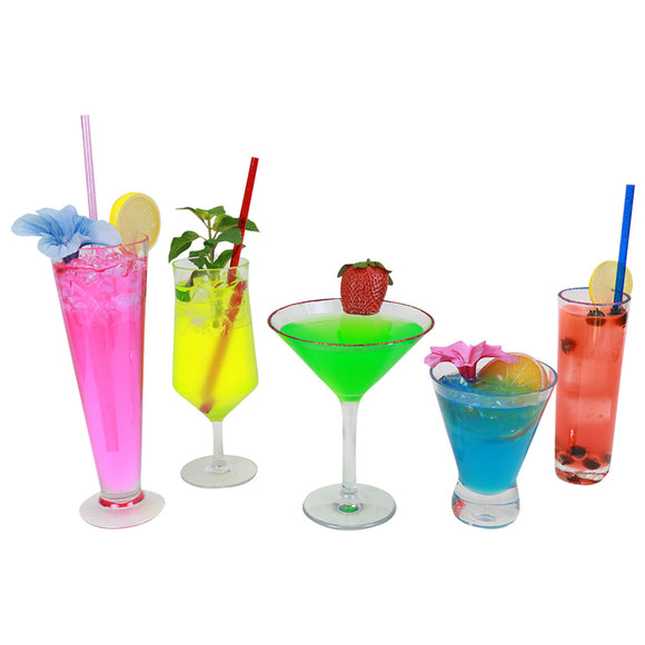 Deluxe Fluorescent 5 Piece Drink Set - Fake Food Products For Display and Décor