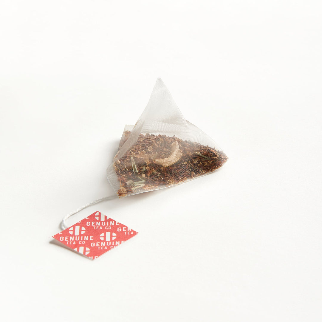 Bag of Pyramid Tea Bags - Lemon Ginger Rooibos Herbal Tea - Genuine Tea Company - Toronto - Canada