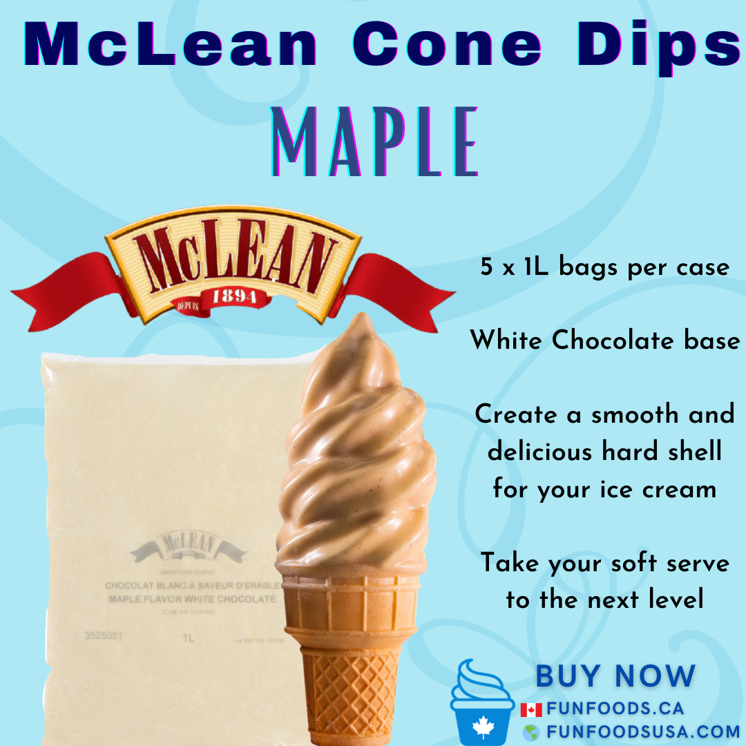 Enrobage pour cône de chocolat blanc à saveur d'érable (caisse = 5 sacs de 1 L) par McLean Canada