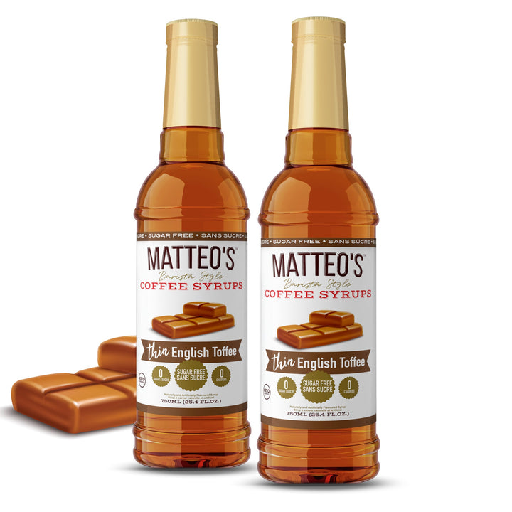Two bottles of Sugar Free Coffee Syrup, English Toffee