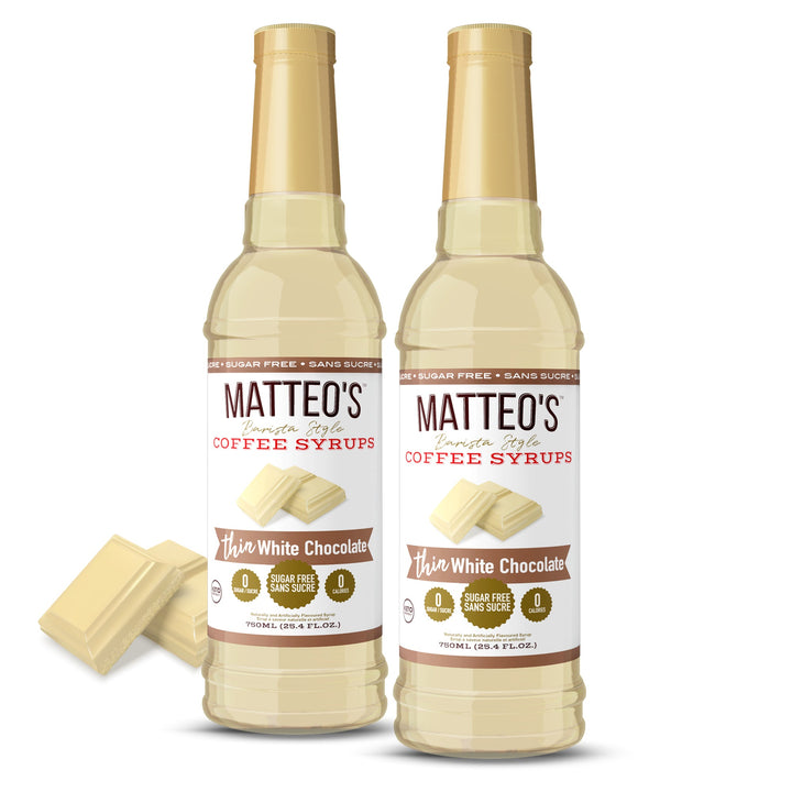 Two bottles of Sugar Free Coffee Syrup, White Chocolate