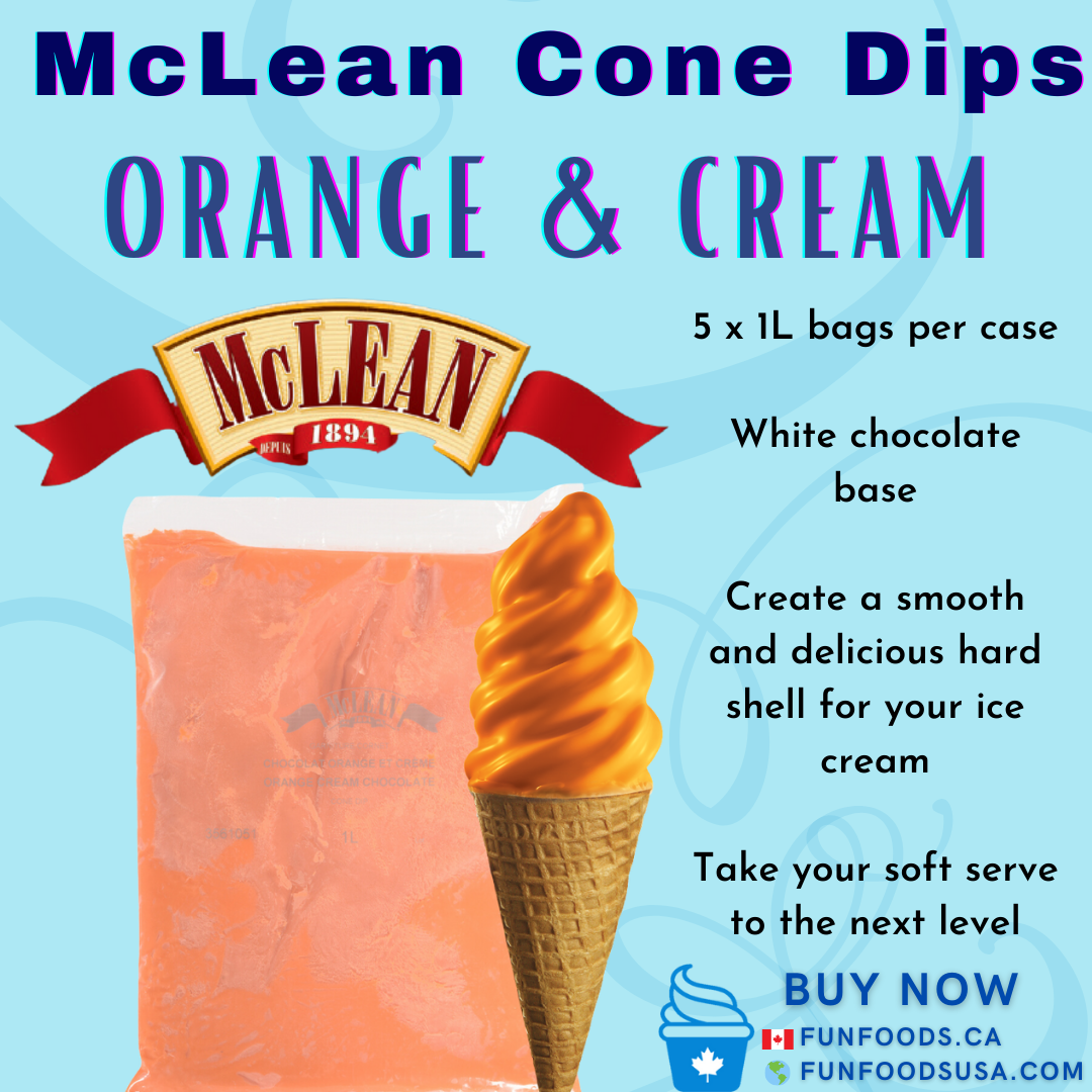 Trempette pour cône de chocolat orange et crème (caisse = 5 sacs de 1 L) par McLean Canada