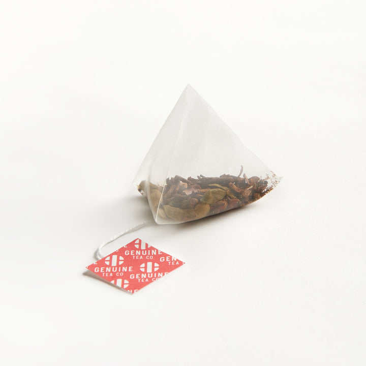 Bag of Pyramid Tea Bags - Organic Masala Chai Black Tea - Genuine Tea Company - Toronto - Canada