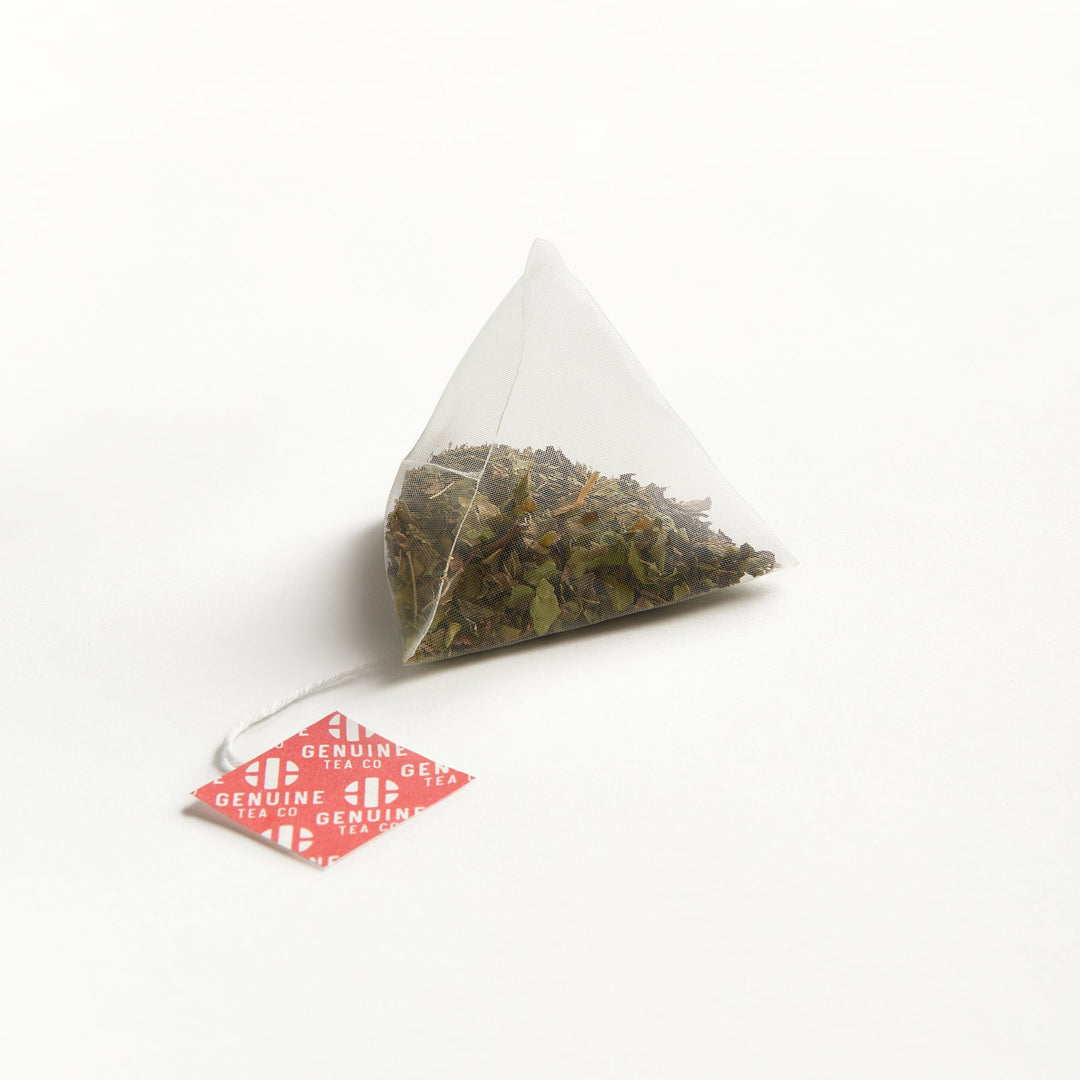 Bag of Pyramid Tea Bags - Organic Moringa Mint Herbal Tea  - Genuine Tea Company - Toronto - Canada