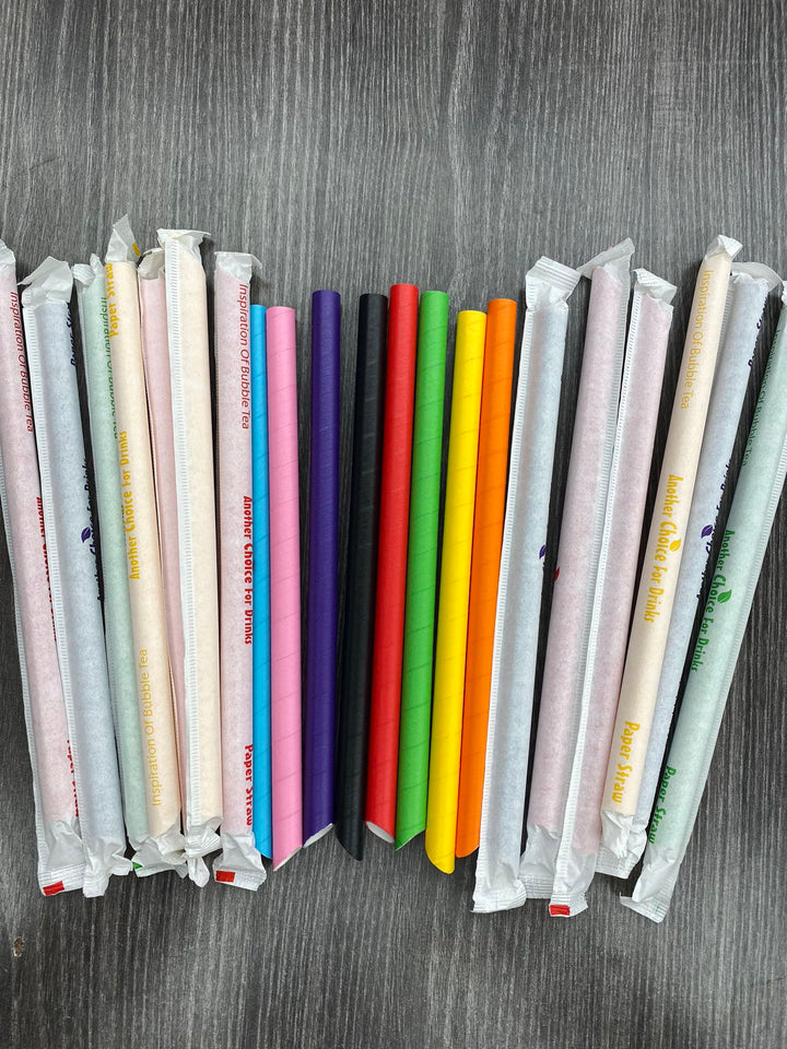 Paper Bubble Tea Boba Straws, Individually Wrapped - 2000 - Eco Friendly - Assorted Colors
