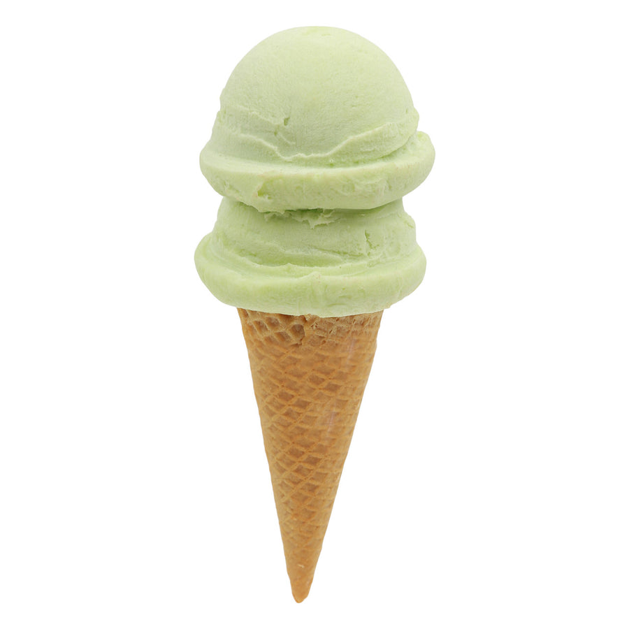 Pistachio Ice Cream on Sugar Cone - Double Scoop - 7.4" Tall x 2.5" Dia.