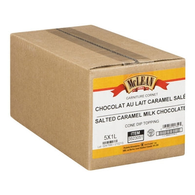 Salted Caramel Milk Chocolate Cone Dip Coating (Case = 5 x 1L Bags) by McLean Canada