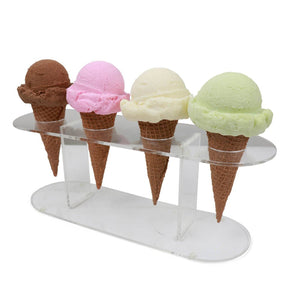 Set of 4 Assorted Single Scoop Ice Cream Cones on Stand - Fake Food Products For Display