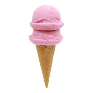 Strawberry Ice Cream on Sugar Cone - Double Scoop - 7.4" Tall x 2.5" Dia.