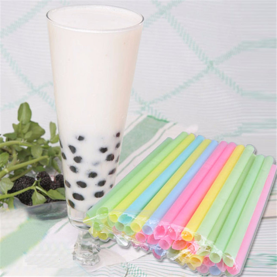Plastic Straws 7.5'' Bubble Tea Straws (10mm) Poly Wrapped - Mixed Str