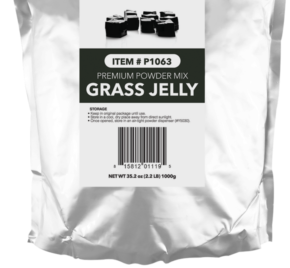 Grass jelly is made by boiling the aged and slightly oxidized stalks and leaves of Platostoma palustre (Mesona chinensis).