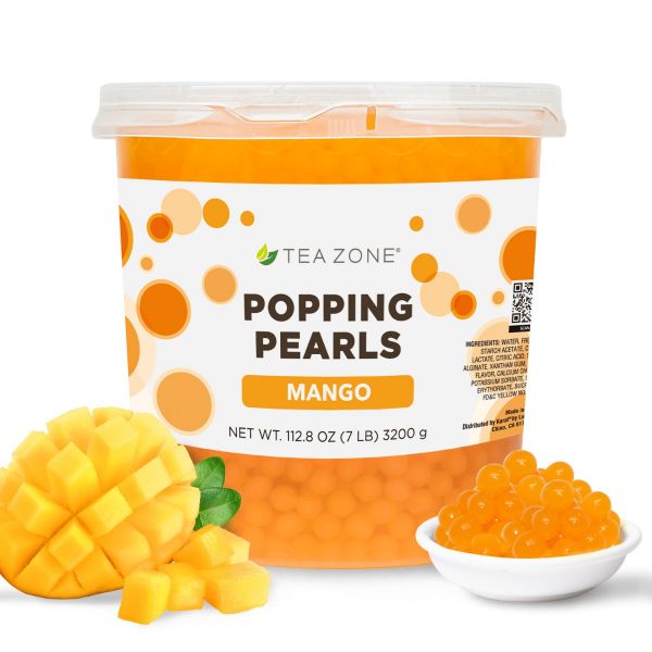 Mango Popping Boba / Popping Pearls - 4 x 7.05 lbs Jars/case