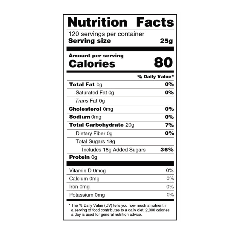 Nutrition Facts - Bossen Honey Syrup 