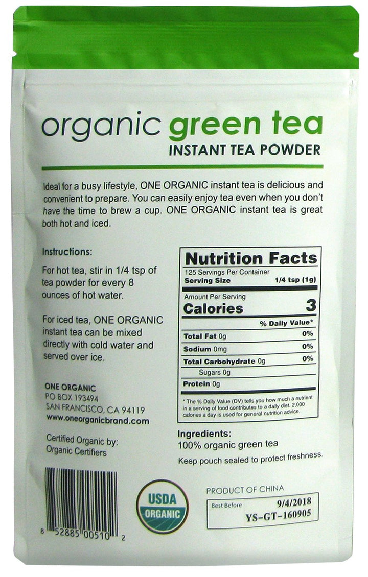 Thé vert instantané Premium Bio - sachet de 125 grammes (4,4 oz)