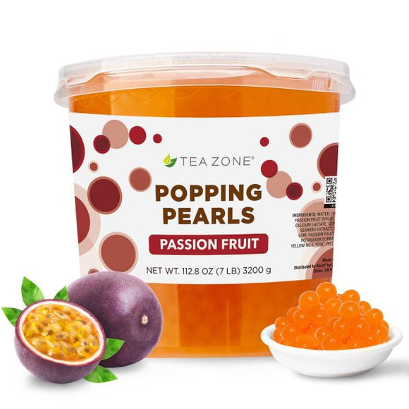 Passion Fruit Popping Boba / Popping Pearls - 4 x 7.05 lbs Jars/case