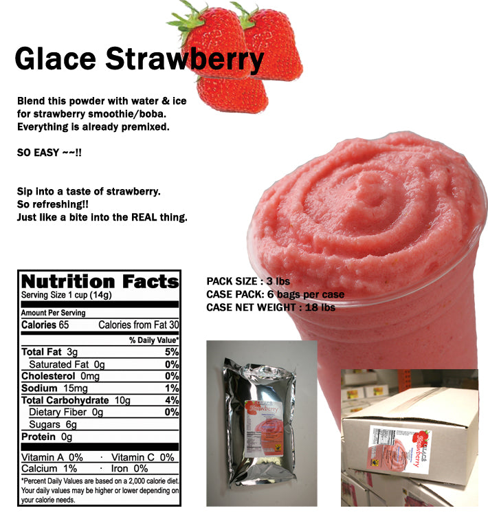 Strawberry 4 in 1 Mix for Bubble Tea, Smoothies, Lattes and Frappes, 3 lbs. Bag (Case 6 x 3 lbs. Bags) - Made in the USA