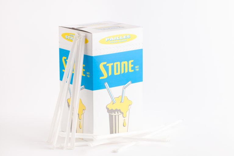 8" Milkshake Paper Straws Wrapped - 4 x 400 - Stone Paper Straws